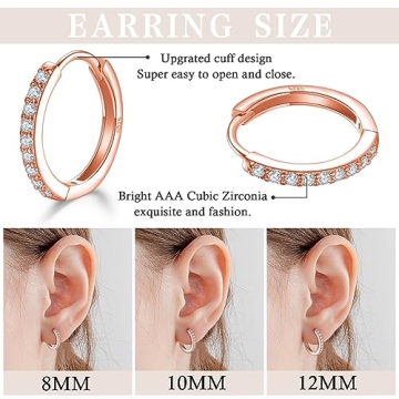 Sterling Silver Small Hoop Earrings with Cubic Zirconia