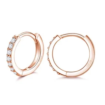 Sterling Silver Small Hoop Earrings with Cubic Zirconia