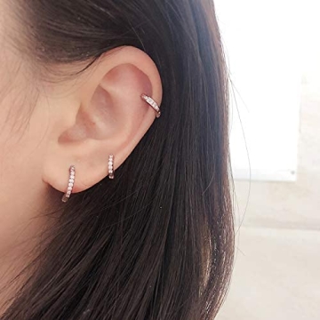 Sterling Silver Small Hoop Earrings with Cubic Zirconia