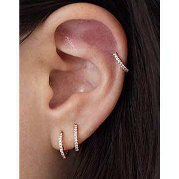 Sterling Silver Small Hoop Earrings with Cubic Zirconia