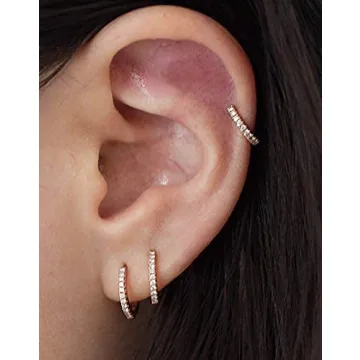 Sterling Silver Small Hoop Earrings with Cubic Zirconia