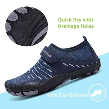 HIITAVE Kids Water Shoes Boys Barefoot Aqua Socks Non-Slip Shoes for Hiking Beach Swim Pool Navy 6 M US Big Kid