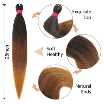 FAYETA Pre Stretched Braiding Hair,Ombre Braiding Hair 28''-8 packs Silky Color Blend Braid Hair Ext...