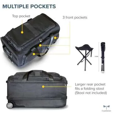 Travolution Dance Bag with Garment Rack, 28 Inch Rolling Duffel With Wheels, Ideal for Competitions & Travel, Easy-assembly Lightweight Aluminum Clothes Rack, Drop-Bottom Luggage, Black/Gray