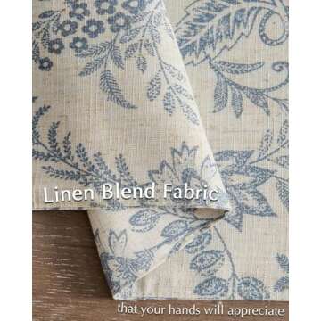 JINCHAN Linen Floral Fall Placemats Set of 4 Cloth Table Mats Rustic Cottagecore Botanical Outdoor Seasonal for Kitchen Dining Home Decor Holiday Non-Slip Washable Tablemats 13x19 Inch Blue