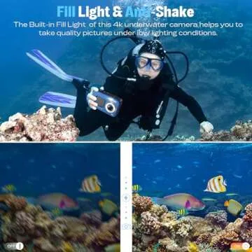 Underwater Camera, UHD 4K 48MP Autofocus Waterproof Camera with 16X Zoom Selfie Dual Screens,11FT Compact Waterproof Digital Camera with 64GB Card,Fill Light Underwater Camera for Snorkeling(Blue)