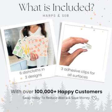 Harps&Seb Eco-Friendly Swedish Dishcloths - 6 Pack, Absorbent