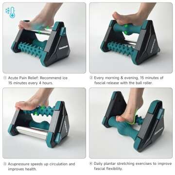 Kandwin Icing Plantar Fasciitis Relief in Seconds, Foot Massager for Circulation and Pain Relief, Reflexology Massage Tools with Ice Pack, Foot Roller for Neuropathy Pain Relief, Foot Health, Green