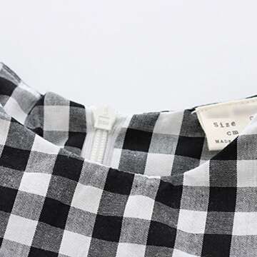 BOBORA Little Kids Baby Girls Long Sleeve Dress White and Black Plaid Tunic Dress
