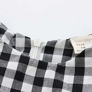 BOBORA Little Kids Baby Girls Long Sleeve Dress White and Black Plaid Tunic Dress