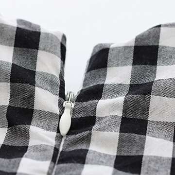 BOBORA Little Kids Baby Girls Long Sleeve Dress White and Black Plaid Tunic Dress