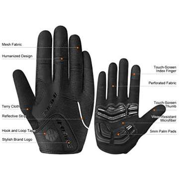 INBIKE Men's Cycling Gloves - Full Finger Gel Padded for Optimal Comfort
