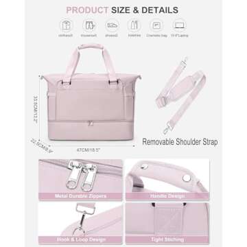 Weekender Bags for Women, Travel Duffel with Shoe Compartment USB Charging, Carry On Gym Duffle Bag ...
