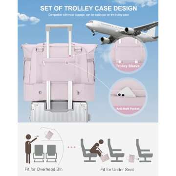Weekender Bags for Women, Travel Duffel with Shoe Compartment USB Charging, Carry On Gym Duffle Bag with Wet Pocket, Personal Item Overnight Tote Bag for Airlines, Lotus Pink