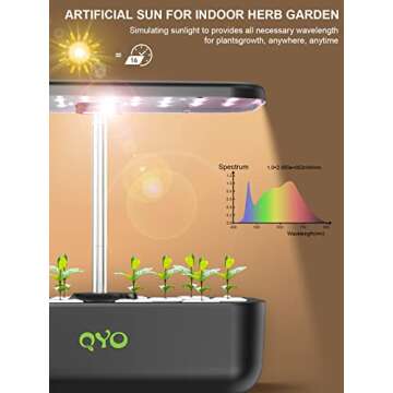 QYO Hydroponics Growing System, 12 Pods Indoor Herb Garden with 36W Full-Spectrum Grow Light, Pump S...