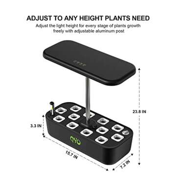 QYO Hydroponics Growing System, 12 Pods Indoor Herb Garden with 36W Full-Spectrum Grow Light, Pump System, Automatic Timer, 23.8'' Height Adjustable, Plants Germination Kit for Home Kitchen Gardening