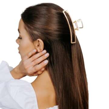 5 Pack Large Gold Hair Clips for Thick Hair Metal Cross Claw Clip Non-Slip Banana Hair Claw Clips Ha...