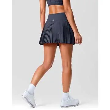 SANTINY Pleated Tennis Skirt for Women with Pockets Shorts Women's High Waisted Lightweight Athletic...