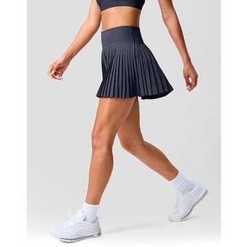 SANTINY Pleated Tennis Skirt for Women with Pockets Shorts Women's High Waisted Lightweight Athletic Golf Skorts Skirts for Casual(Navy_L)