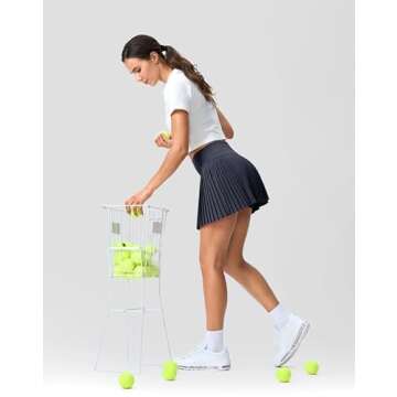 SANTINY Pleated Tennis Skirt for Women with Pockets Shorts Women's High Waisted Lightweight Athletic Golf Skorts Skirts for Casual(Navy_L)
