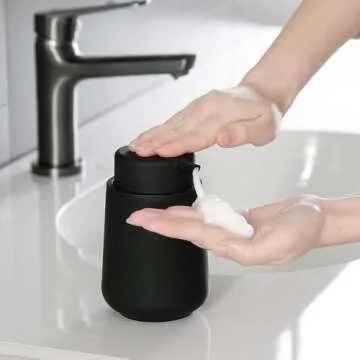 YAUKPH Matte Black Foaming Hand Soap Dispenser Plastic 11 oz - Modern Minimalist Style for Bathroom ...