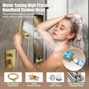 Gabrylly Shower System - High-Pressure Rainfall & Handheld Combo