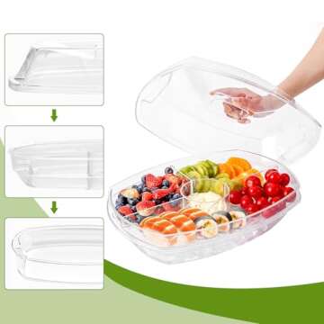 IVYHOME Fruit Ice Serving Tray, Chilled Veggie Tray, Shrimp Cocktail Serving Dish, Appetizer Serving...