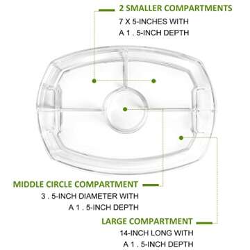 IVYHOME Fruit Ice Serving Tray, Chilled Veggie Tray, Shrimp Cocktail Serving Dish, Appetizer Serving Platter for Parties, with Lid and 4 Compartments