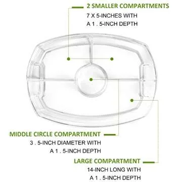IVYHOME Fruit Ice Serving Tray, Chilled Veggie Tray, Shrimp Cocktail Serving Dish, Appetizer Serving Platter for Parties, with Lid and 4 Compartments