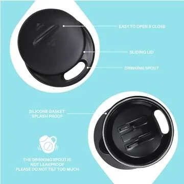 Ideus 16 oz Insulated Coffee Mug with Handle and Lid, Double Wall Stainless Steel Vacuum Insulated Tumbler Cup, Travel Coffee Cup Thermal Cup for Home and Office (Sky Blue)