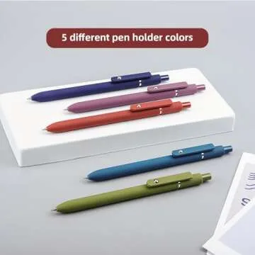 UIXJODO Gel Pens, 5 Pcs 0.5mm Black Ink Pens Fine Point Smooth Writing Pens with Silicone Grip, High...