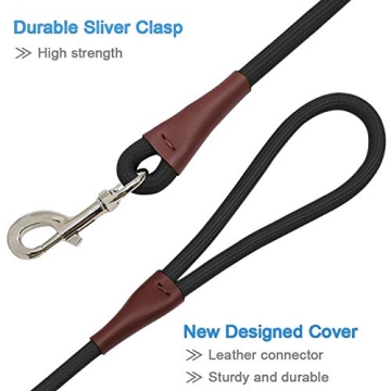 MayPaw Strong Nylon Dog Leash Leather Reinforced Stylish