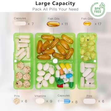 FYY Daily Pill Organizer, 7 Compartments Portable Pill Case Travel Pill Organizer,[Folding Design] P...