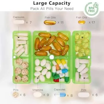 FYY Daily Pill Organizer, 7 Compartments Portable Pill Case Travel Pill Organizer,[Folding Design] P...