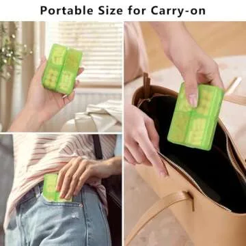 FYY Daily Pill Organizer, 7 Compartments Portable Pill Case Travel Pill Organizer,[Folding Design] Pill Box for Purse Pocket to Hold Vitamins,Cod Liver Oil,Supplements and Medication-Clear Green
