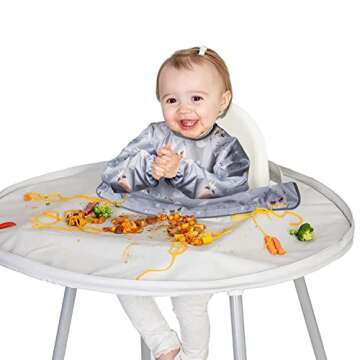 2Pcs Baby Weaning Bibs Infant Animal SPace Coverall Long Sleeve Bib Toddlers Waterproof Self-feeding Bibs All Over High Chair Tray Catch Coverall for Boys Girls Eating Weaning Messy Play, 6-36Months