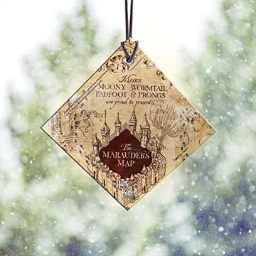 Harry Potter - Marauder's Map - I Solemnly Swear - Mischief Managed - 3.5” Starfire Prints Hanging Glass Accessory | Packaged in Complimentary Velveteen Gift Bag