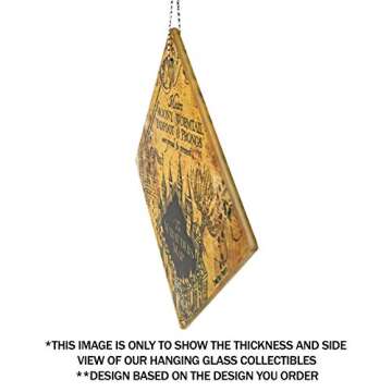 Harry Potter - Marauder's Map - I Solemnly Swear - Mischief Managed - 3.5” Starfire Prints Hanging Glass Accessory | Packaged in Complimentary Velveteen Gift Bag