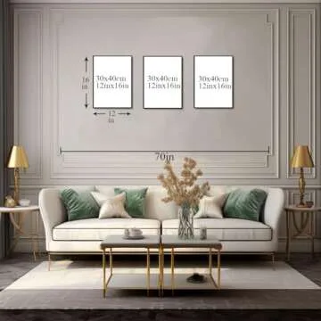 Bwodke Framed Neutral Abstract Wall Art Modern Minimalist Line Canvas Poster Prints Set of 3 Boho Brown Beige Dark Blue Geometric Decor Picture Painting Living Room Bedroom Office