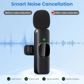 Wireless Lavalier Microphone for iPhone(15/16/17) / Android, Noise Reduction, USB-C Plug and Play Mi...