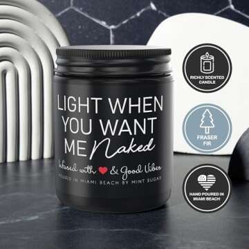 Valentines Day Gifts for Husband, Made in USA, 9 oz, Naughty Gifts for Husband, Boyfriend Gifts, Romantic Gifts for Him, Sexy Candles by Mint Sugar Candle Company