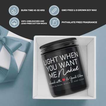 Valentines Day Gifts for Husband, Made in USA, 9 oz, Naughty Gifts for Husband, Boyfriend Gifts, Romantic Gifts for Him, Sexy Candles by Mint Sugar Candle Company