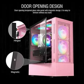 Vetroo A03 Pink Gaming PC Case with ARGB Fans