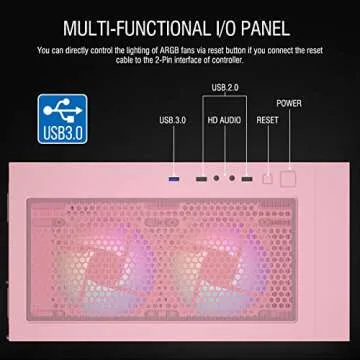 Vetroo A03 Pink Gaming PC Case with ARGB Fans