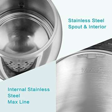 Túasia 1.8L Electric Kettle - Stainless Steel Cordless Tea Kettle