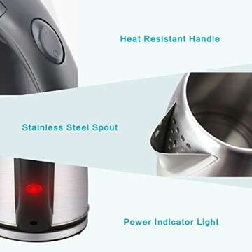 Túasia 1.8L Electric Stainless Steel Kettle - Safe & Fast