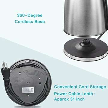 Túasia 1.8L Electric Stainless Steel Kettle - Safe & Fast