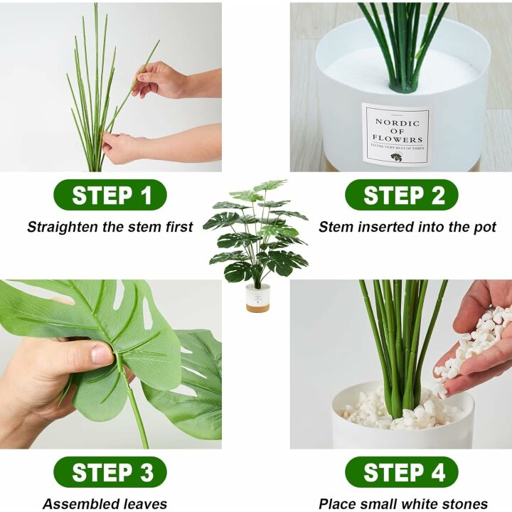 26" Tropical Palm Tree - Faux Monstera Plant for Home