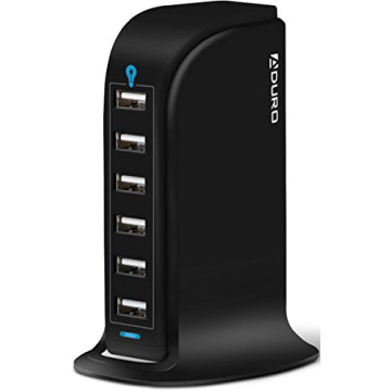 Aduro 40W 6-Port USB Desktop Charging Station Hub Wall Charger for iPhone iPad Tablets Smartphones w...