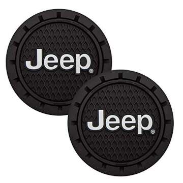Plasticolor 000652R01 Jeep Logo Auto Car Truck SUV Cup Holder Coaster 2-Pack , Black